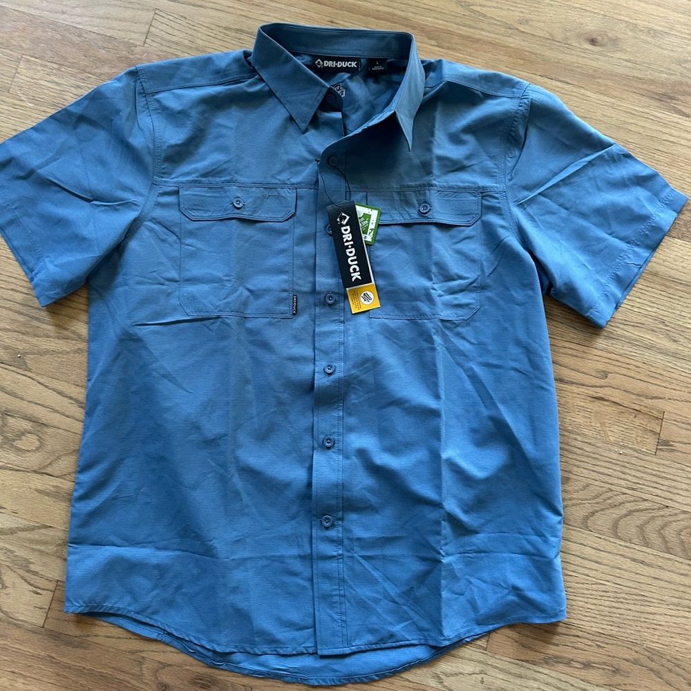 Dri-Duck Men's Short Sleeve Button-Down Shirt - Blue